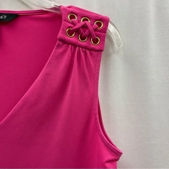 ELLEN Tracy sleeveless top top V neck hot pink size M - Picture 9 of 16